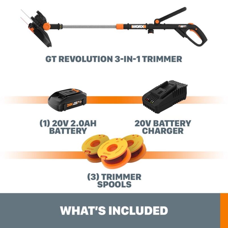 Worx WG170.2 20V Power Share GT Revolution 12  Cordless String Trimmer - Image 8
