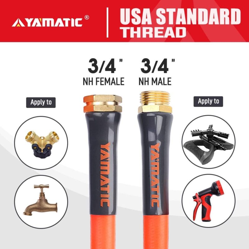 YAMATIC Heavy Duty Garden Hose 5/8 in x 100 ft, Water Hose, Burst 600 PSI, Lightweight, All Weather - Image 5
