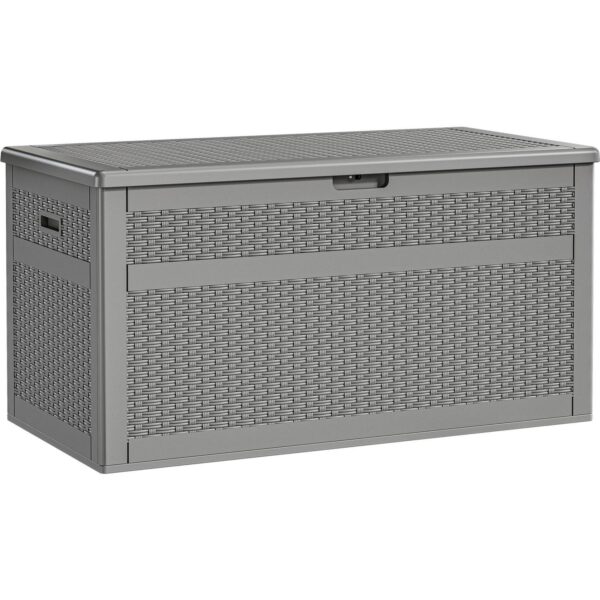 YITAHOME XXL 230 Gallon Large Deck Box, Double-Wall Resin Rattan Outdoor Storage Box with Flexible Divider for Patio Cushions Pool Float Garden Tools, 1000lbs Load Capacity Lockable Waterproof (Gray)