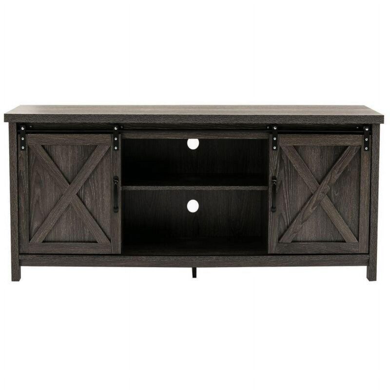 Yaoping 58  Farmhouse Sliding Barn Door TV Stand for TVs Up to 65  Television Cabinet(Dark gray) - Image 6