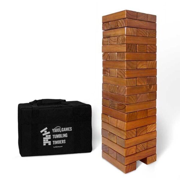 Yard Games Giant Tumbling Timbers 30  Wood Block Stacking Game W/ Case, Stained