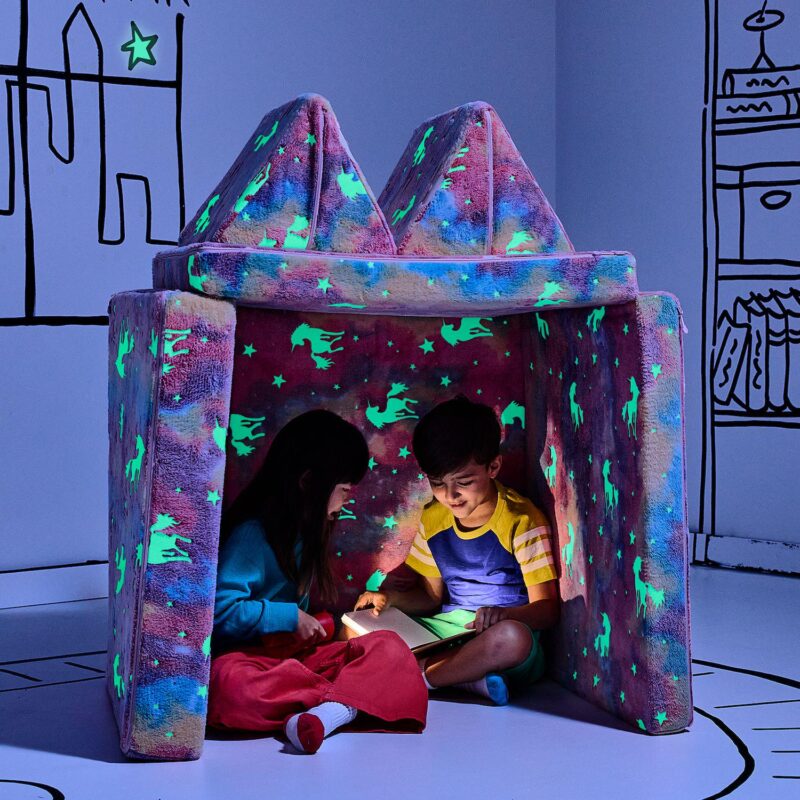 Yourigami 4-Piece Glow-in-the-Dark Folding Convertible Kids' Play Couch Set - Image 4