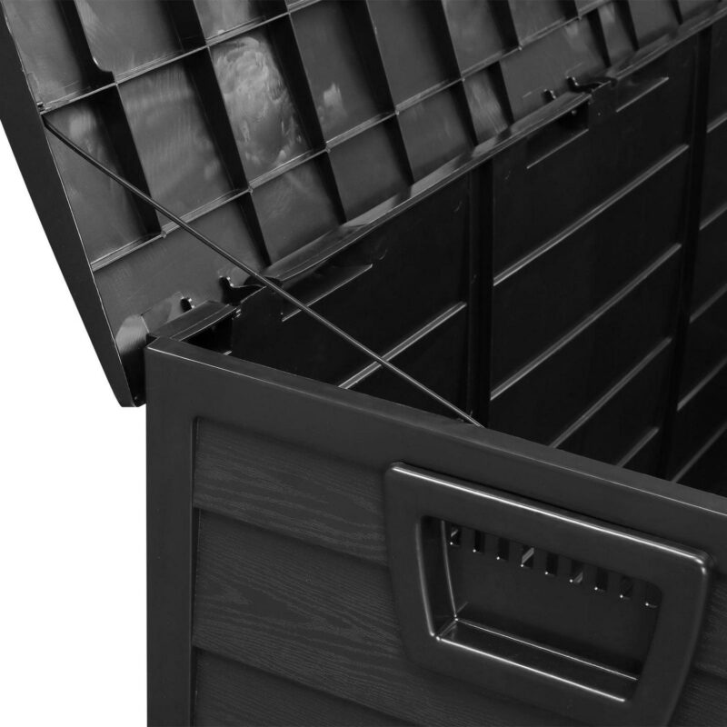 Zimtown 75gal Resin Storage Deck Box Backyard Chest Tools Cushions Toys w/ Wheel,Black - Image 9