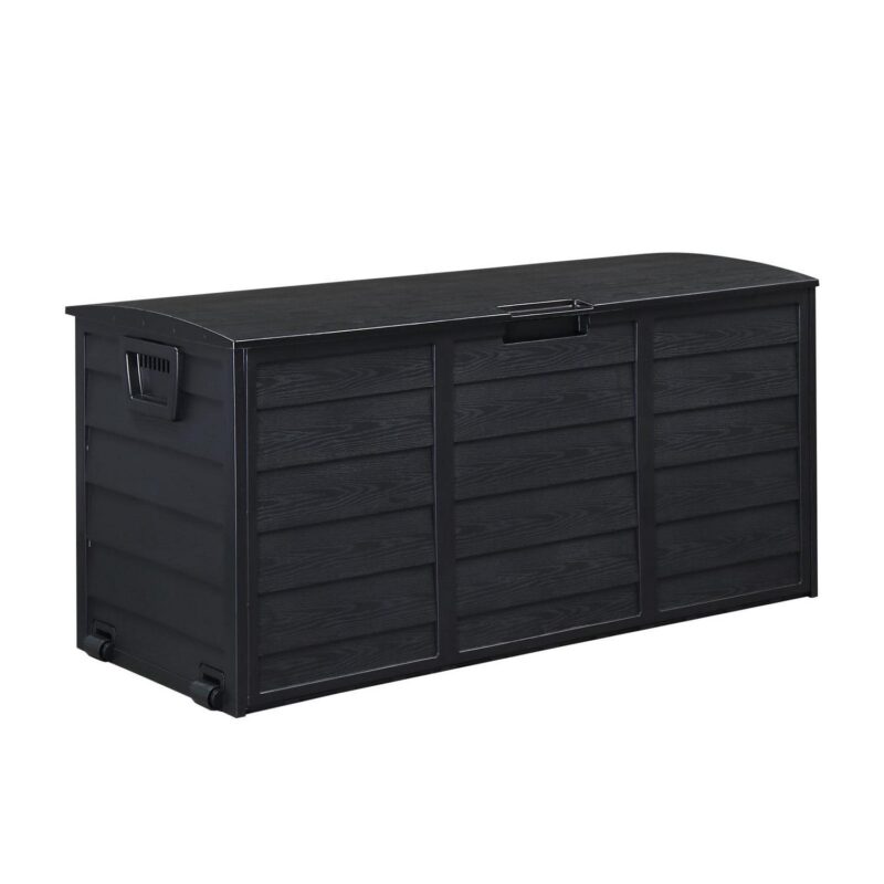 Zimtown 75gal Resin Storage Deck Box Backyard Chest Tools Cushions Toys w/ Wheel,Black - Image 2