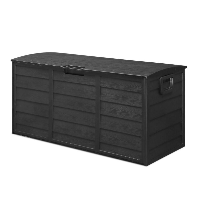 Zimtown 75gal Resin Storage Deck Box Backyard Chest Tools Cushions Toys w/ Wheel,Black - Image 3