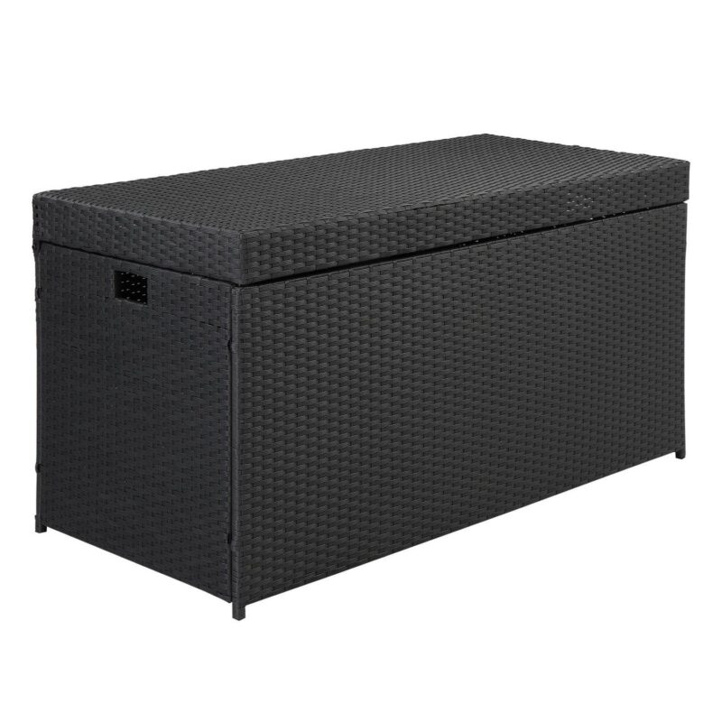 iTopRoad 132 Gal Outdoor Wicker Box Rattan Deck Bin, Patio Rattan Storage Box for Deck, Loving Room, Apaetment, Black - Image 2