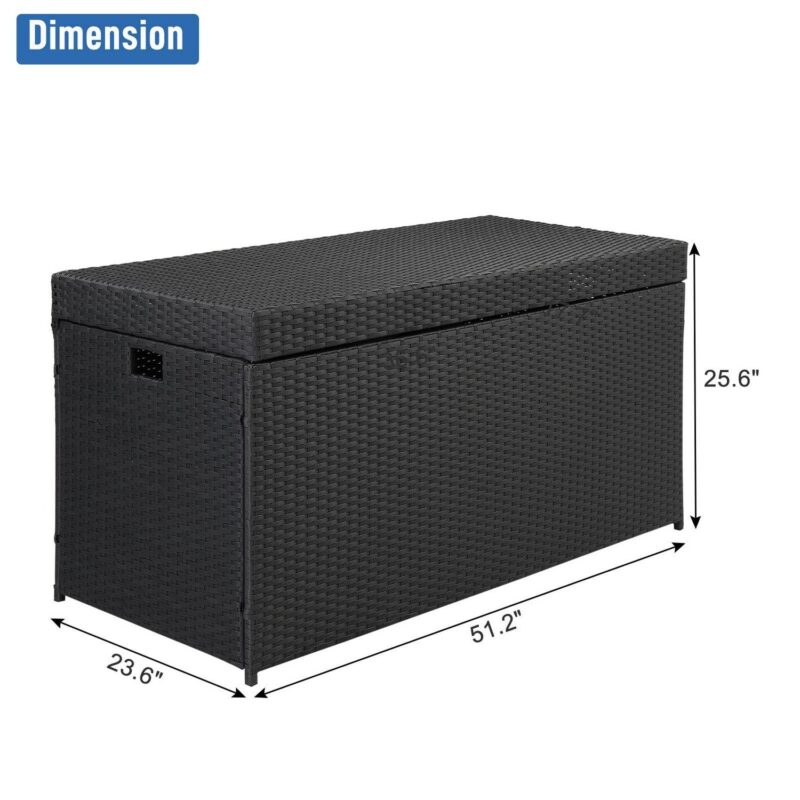 iTopRoad 132 Gal Outdoor Wicker Box Rattan Deck Bin, Patio Rattan Storage Box for Deck, Loving Room, Apaetment, Black - Image 4