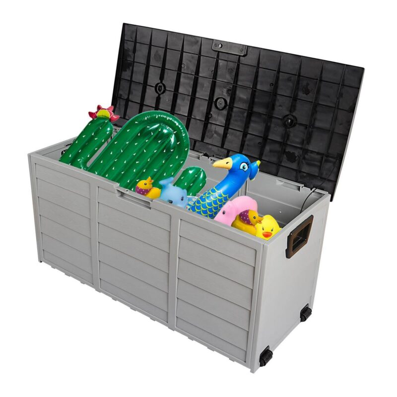 iTopRoad 75gal Outdoor Garden Plastic Storage Deck Box Chest Tools Black - Image 5