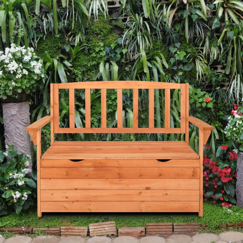 iTopRoad Cedar Storage Deck Box Storage Bench for Patio and Garden - Orange - Image 12