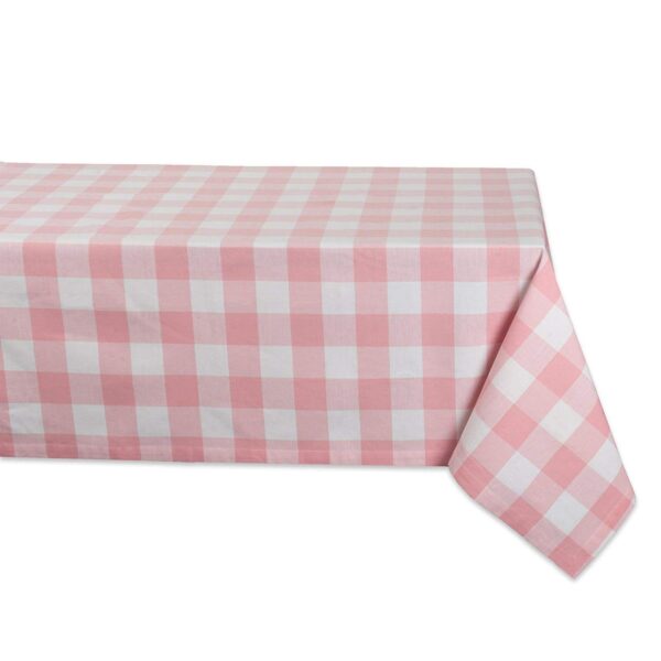 104  Pale Pink and White Checkered Rectangular Tablecloth