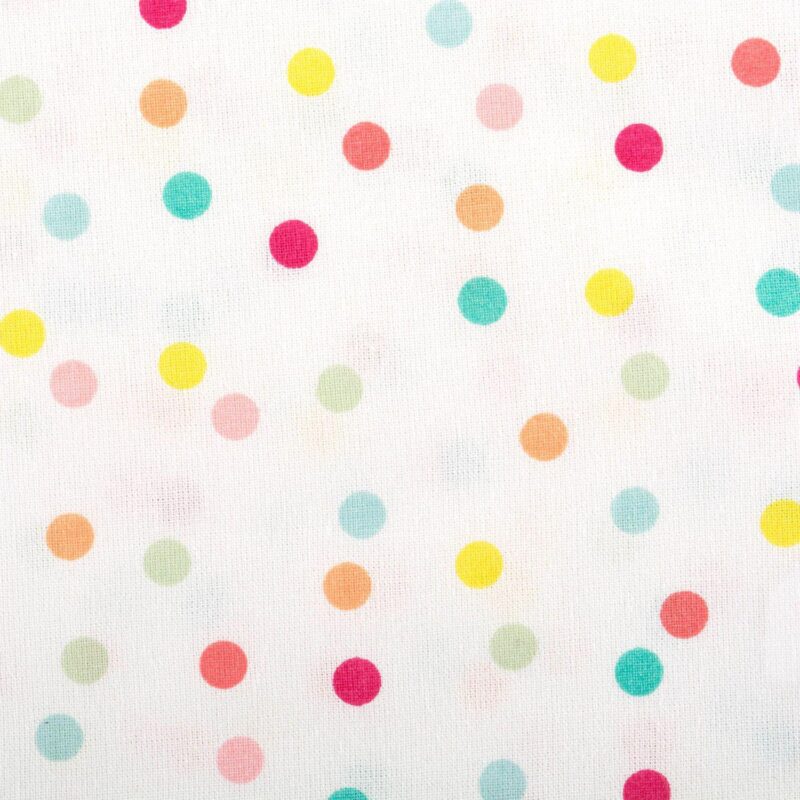 104  Pearl White and Pink Polka Dots Printed Rectangular Tablecloth - Image 2