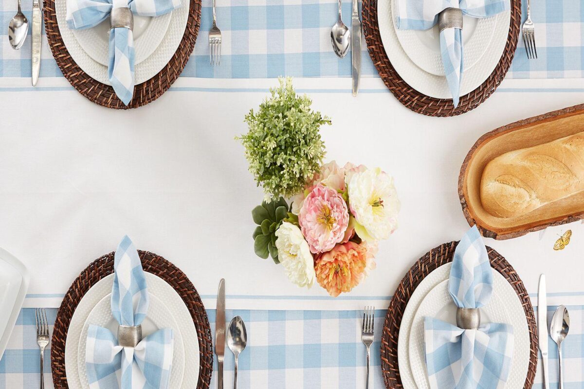 108  Table Runner with Printed Garden Bunny Design - Image 3
