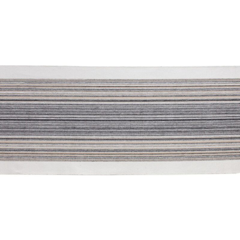 108  Table Runner with Fringed Black Stripes Design - Image 3