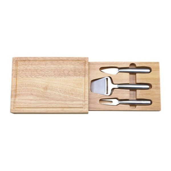 10.5  4-Pc Rubber Wood Cutting Board and Cheese Tool Set