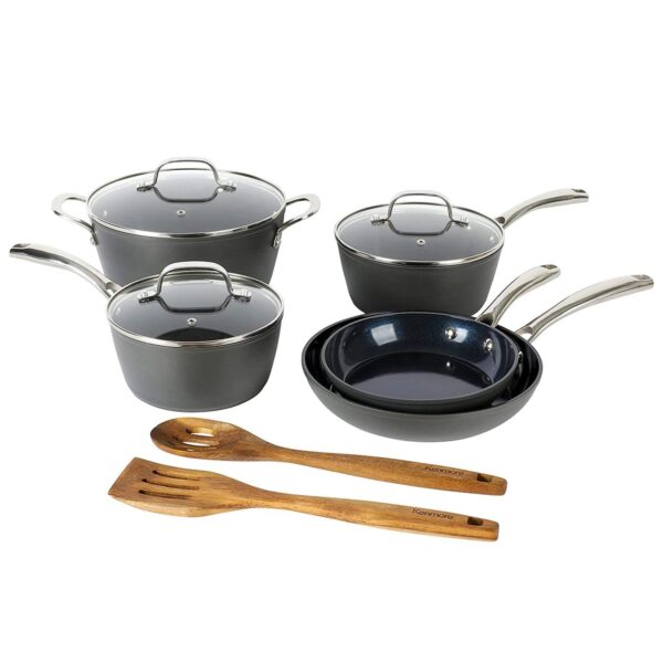 10 Piece Aluminum Diamond-Infused Ceramic Nonstick Cookware Set in Blue