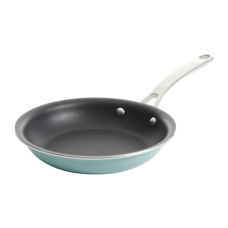 10 Piece Aluminum Nonstick Enamel Cookware Set in Mint with Lids - Image 5