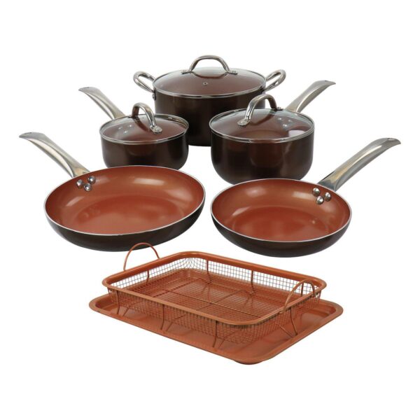 10 Piece Nonstick Cookware Set in Copper