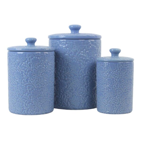 10 Strawberry Street Fleur Embossed 3-pc. Ceramic Canister Set