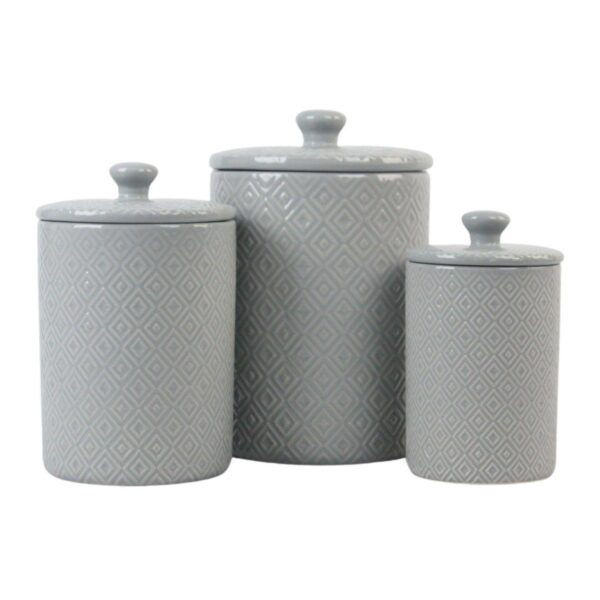 10 Strawberry Street Fleur Embossed 3-pc. Ceramic Canister Set