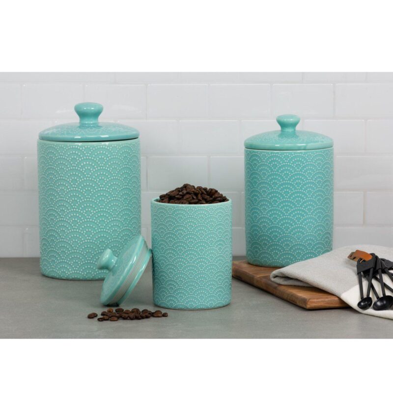 10 Strawberry Street Tide Embossed 3-pc. Ceramic Canister Set - Image 2