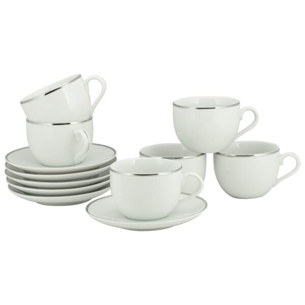 10 Strawberry Street Coupe Silver Line 6-pc. Cup and Saucer Set