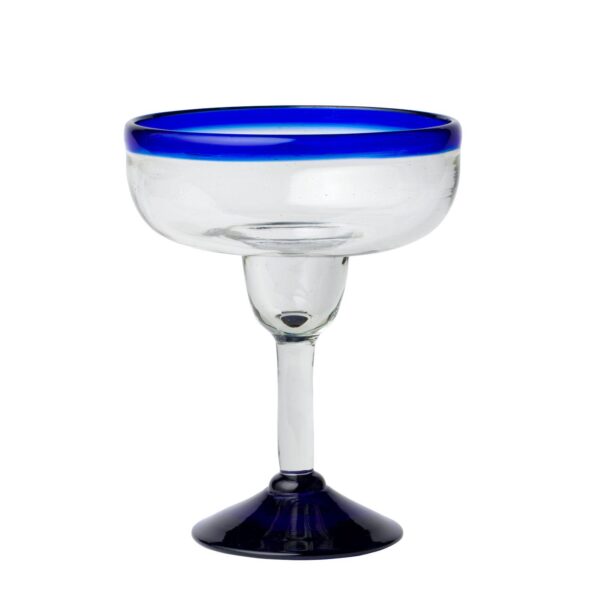 10 Strawberry Street 6-Piece Cobalt Rim Margarita Handblown Mexican Glasses