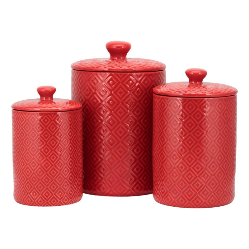 10 Strawberry Street Diamond Embossed 3-pc. Ceramic Canister Set - Image 6