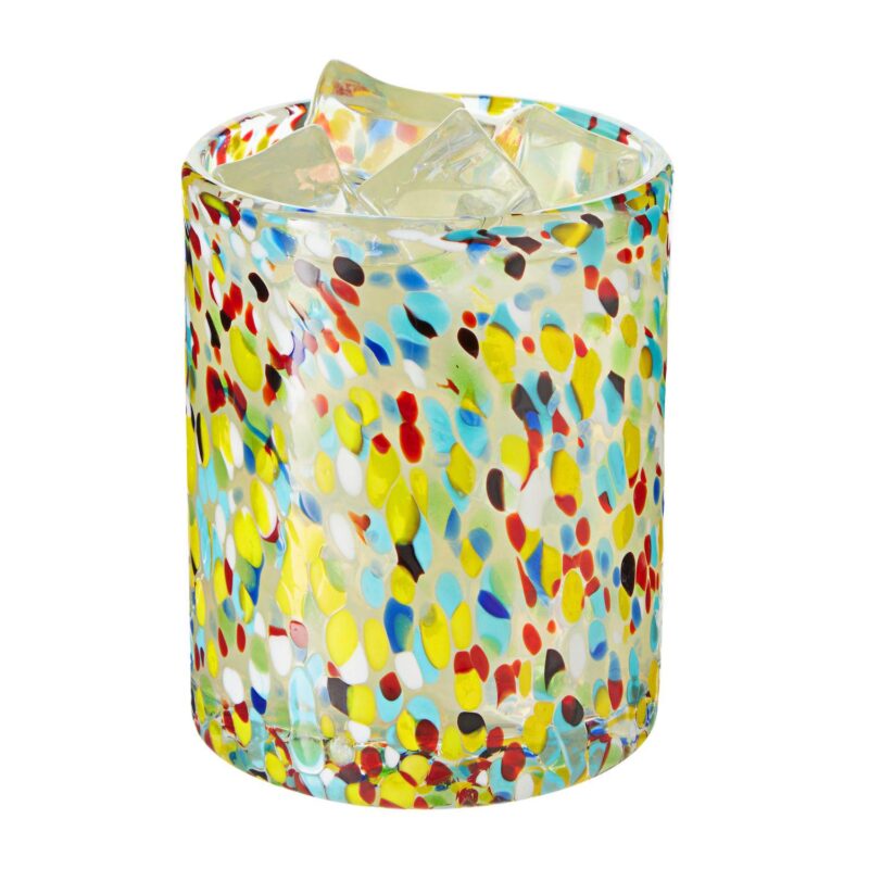 10 oz Hand Blown Mexican Drinking Glasses, Full Confetti Tumbler Cups (Set of 6) - Image 4