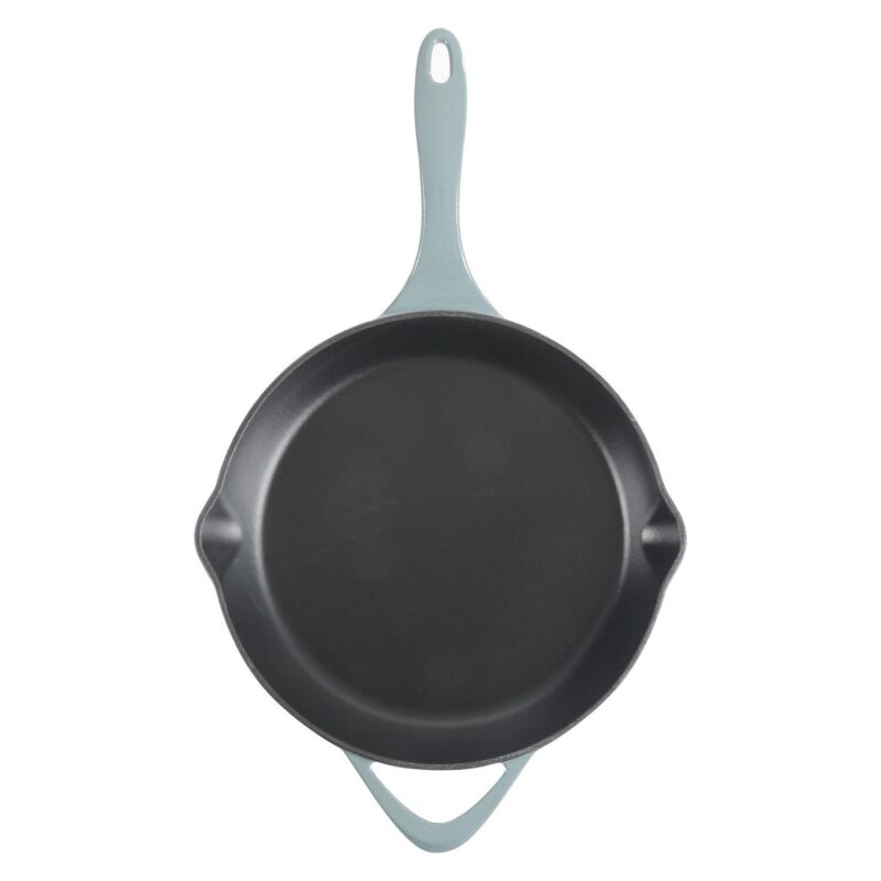 11 Inch Round Enameled Cast Iron Skillet in Ombre Green - Image 5