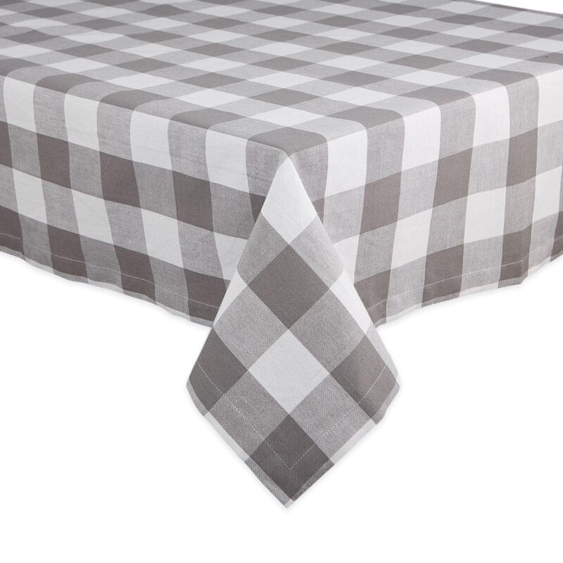 120  Gray and White Checkered Tablecloth - Image 2