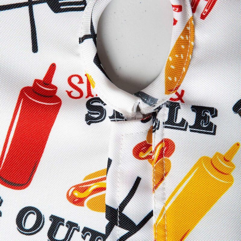 120  White and Yellow Barbeque Themed Rectangular Outdoor Tablecloth with Zipping - Image 2