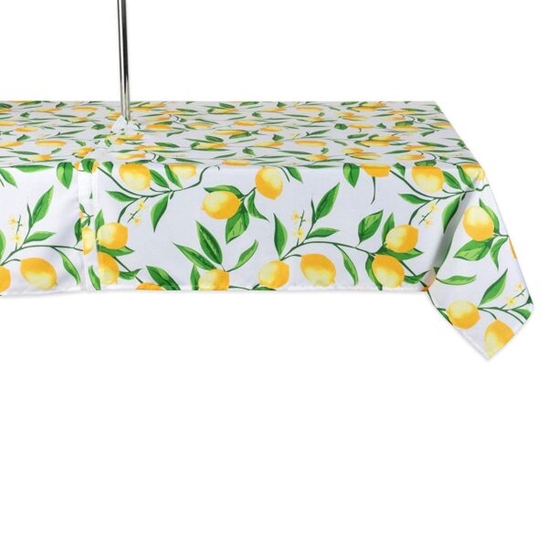 120  Zippered Outdoor Tablecloth with Lemon Bliss Print Design