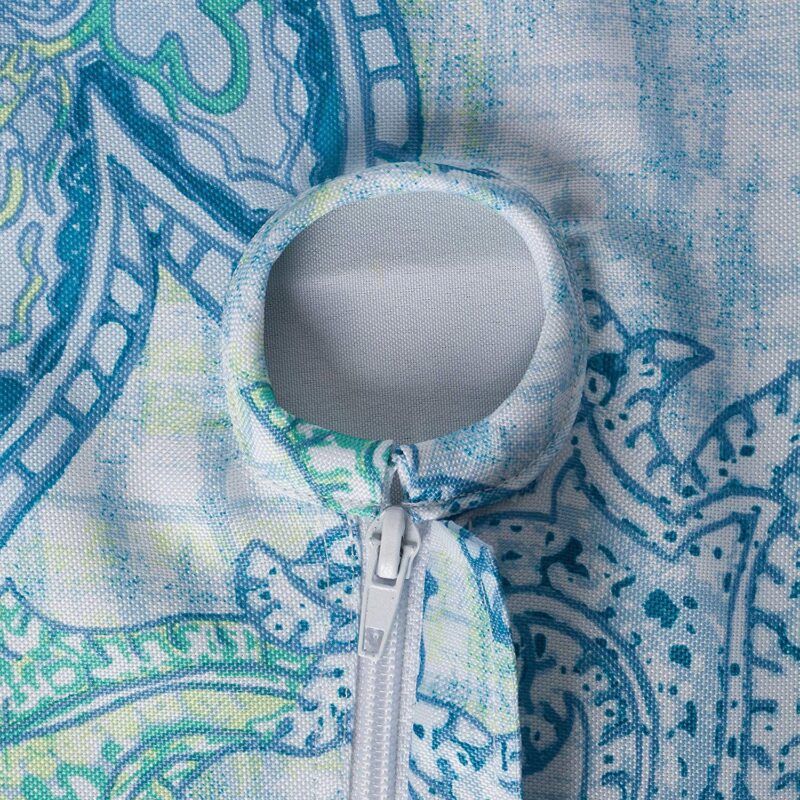 120  Zippered Outdoor Tablecloth with Blue Watercolor Paisley Print Design - Image 4