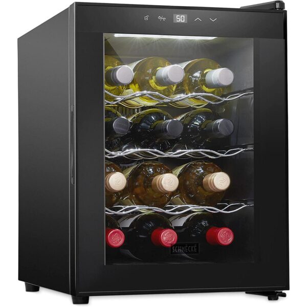 12-Bottle Thermoelectric Wine Cooler, Freestanding Wine Fridge with Lock