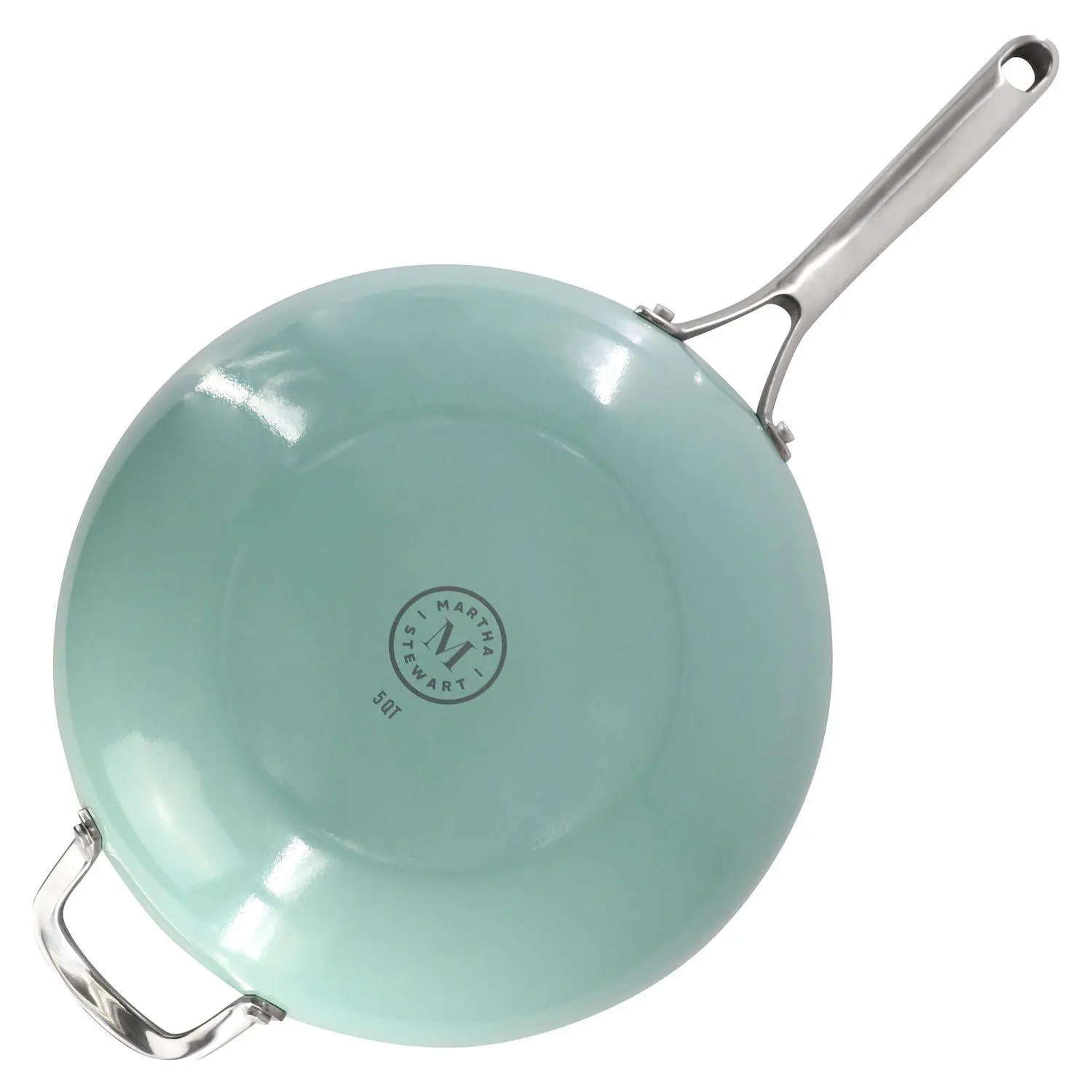 12 Inch 5 Quart Aluminum Nonstick Essential Pan with Lid and Beech Wood Utensils in Blue 5 12 Inch 5 Quart Aluminum Nonstick Essential Pan with Lid and Beech Wood Utensils in Blue - Image 5
