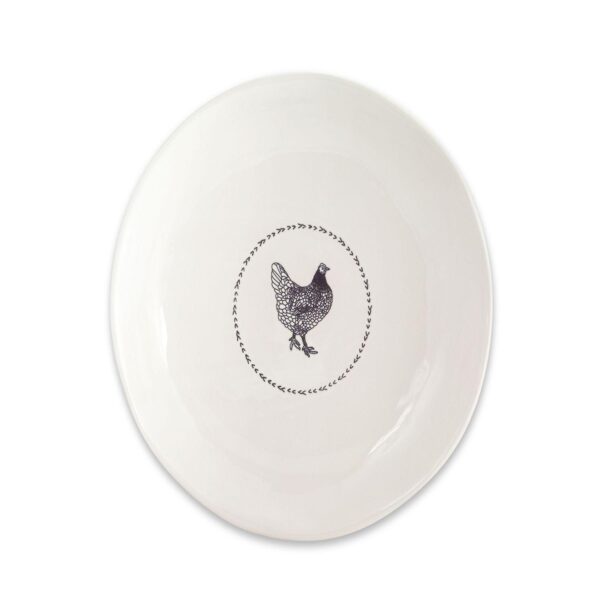 13.25  Chicken Round Platter (Set of 2) White Black