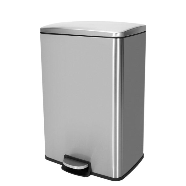 13 Gal./50 Liter Rectangular Stainless Steel Step-on Trash Can for Kitchen