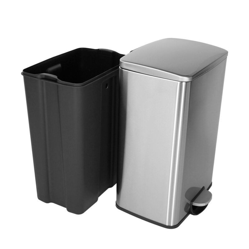 13 Gal./50 Liter Rectangular Stainless Steel Step-on Trash Can for Kitchen - Image 3