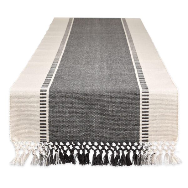 13  x 108  Black and White Dobby Striped Rectangular Table Runner