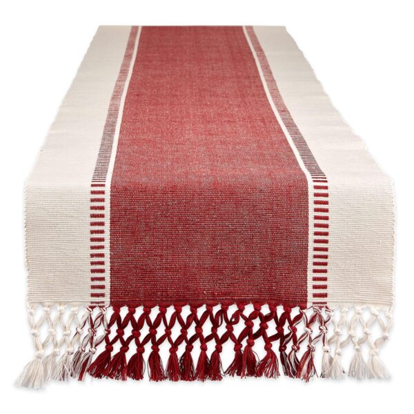 13  x 108  Red and White Dobby Striped Rectangular Table Runner