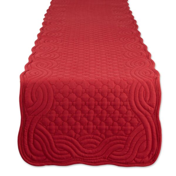 13  x 72  Cranberry Red Rectangular Home Essentials Quilted Farmhouse Table Runner