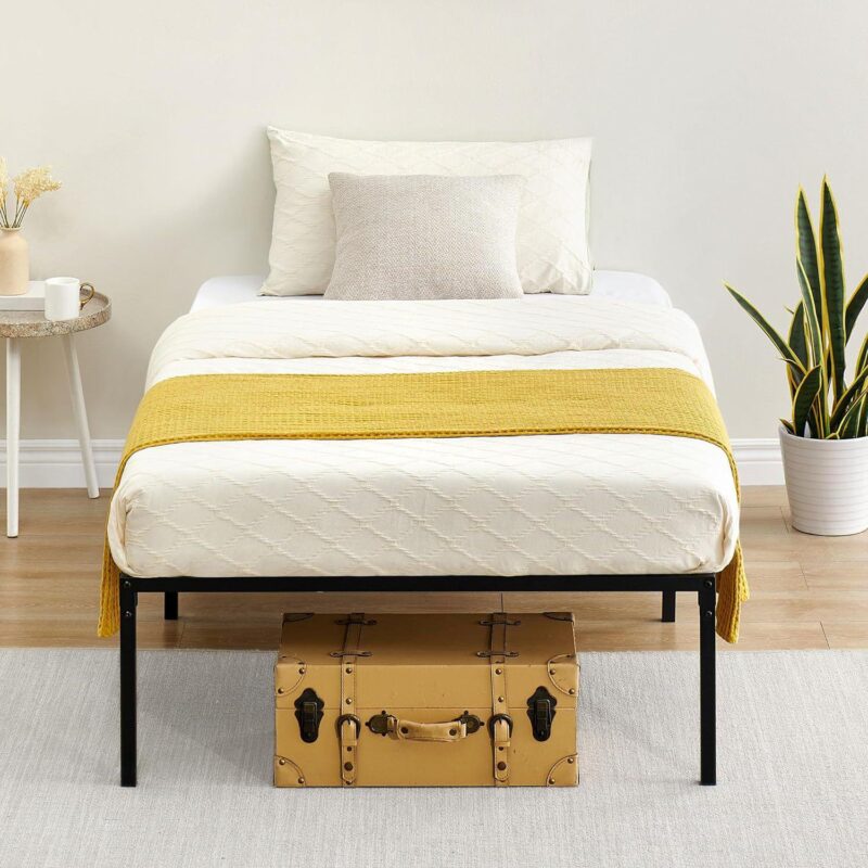 14 Inch Twin Size Metal Platform Bed Frame, Heavy Duty Steel Slat Support, No Box Spring Needed - Image 2
