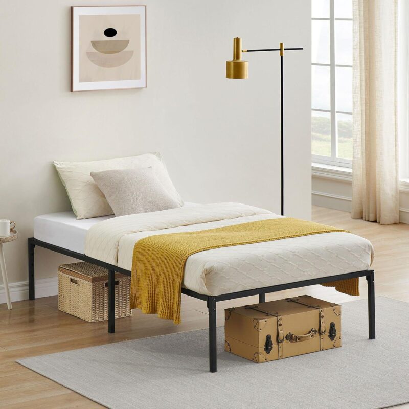 14 Inch Twin Size Metal Platform Bed Frame, Heavy Duty Steel Slat Support, No Box Spring Needed - Image 5