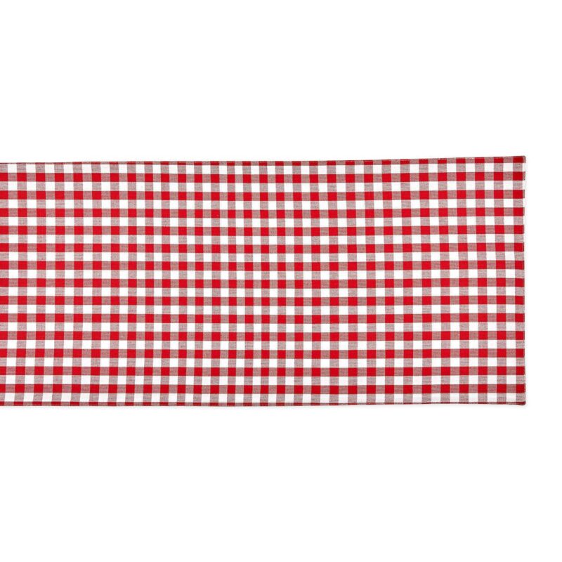 14  x 108  Red and White Gingham Buffalo Checkered Rectangular Table Runner - Image 3