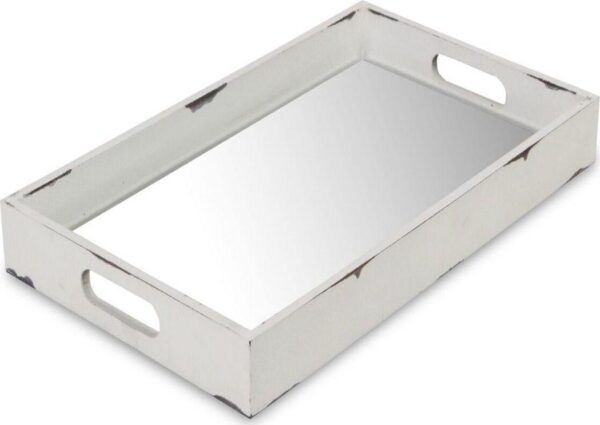 15.75  Red Rustic Serving Tray with Beveled Mirror