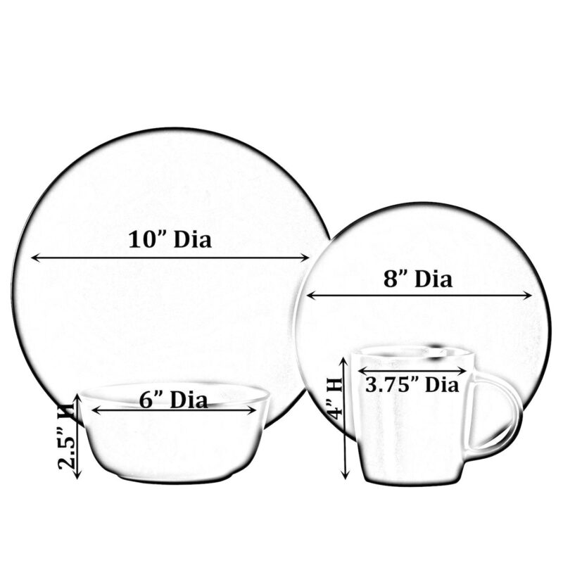 16 PC Dinnerware Dish Set for 4 Person Mugs, Salad and Dinner Plates and Bowls Sets Included - Image 4