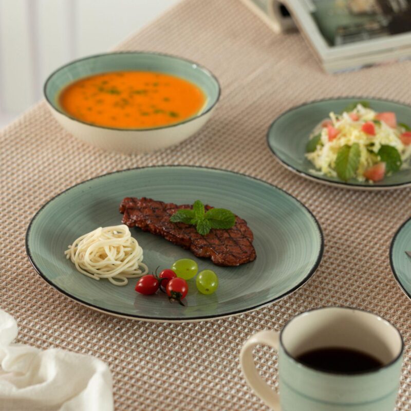 16 Pc Spin Wash Dinnerware Dish Set For 4 Person Mugs, Salad And Dinner Plates And Bowls Sets - Image 2