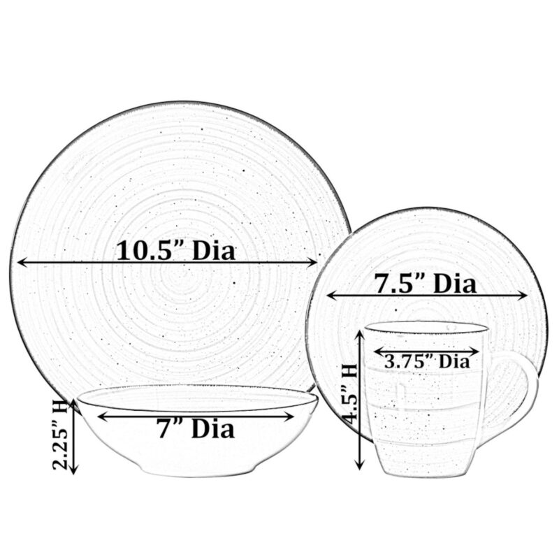 16 Pc Spin Wash Dinnerware Dish Set For 4 Person Mugs, Salad And Dinner Plates And Bowls Sets - Image 5