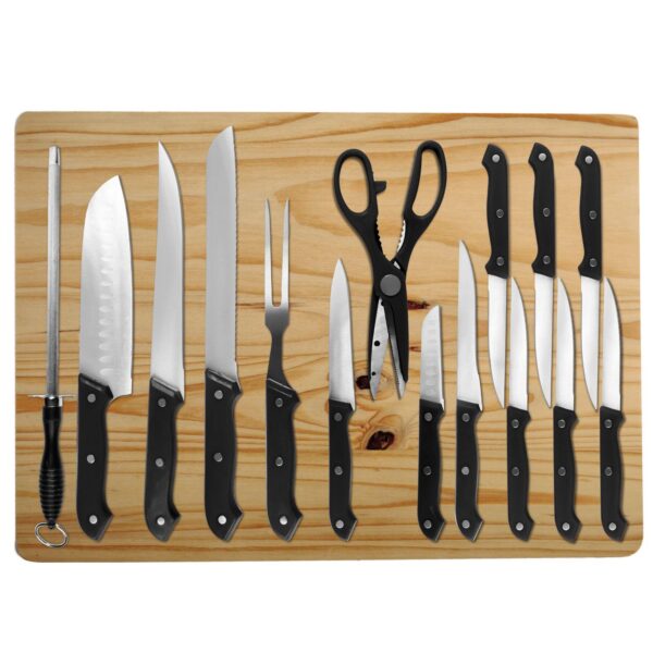 16 Piece Jumbo Cutting Board and Cutlery Set