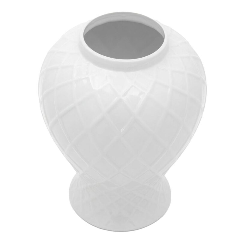 20  Diamond Pattern White Temple Jar - Image 5